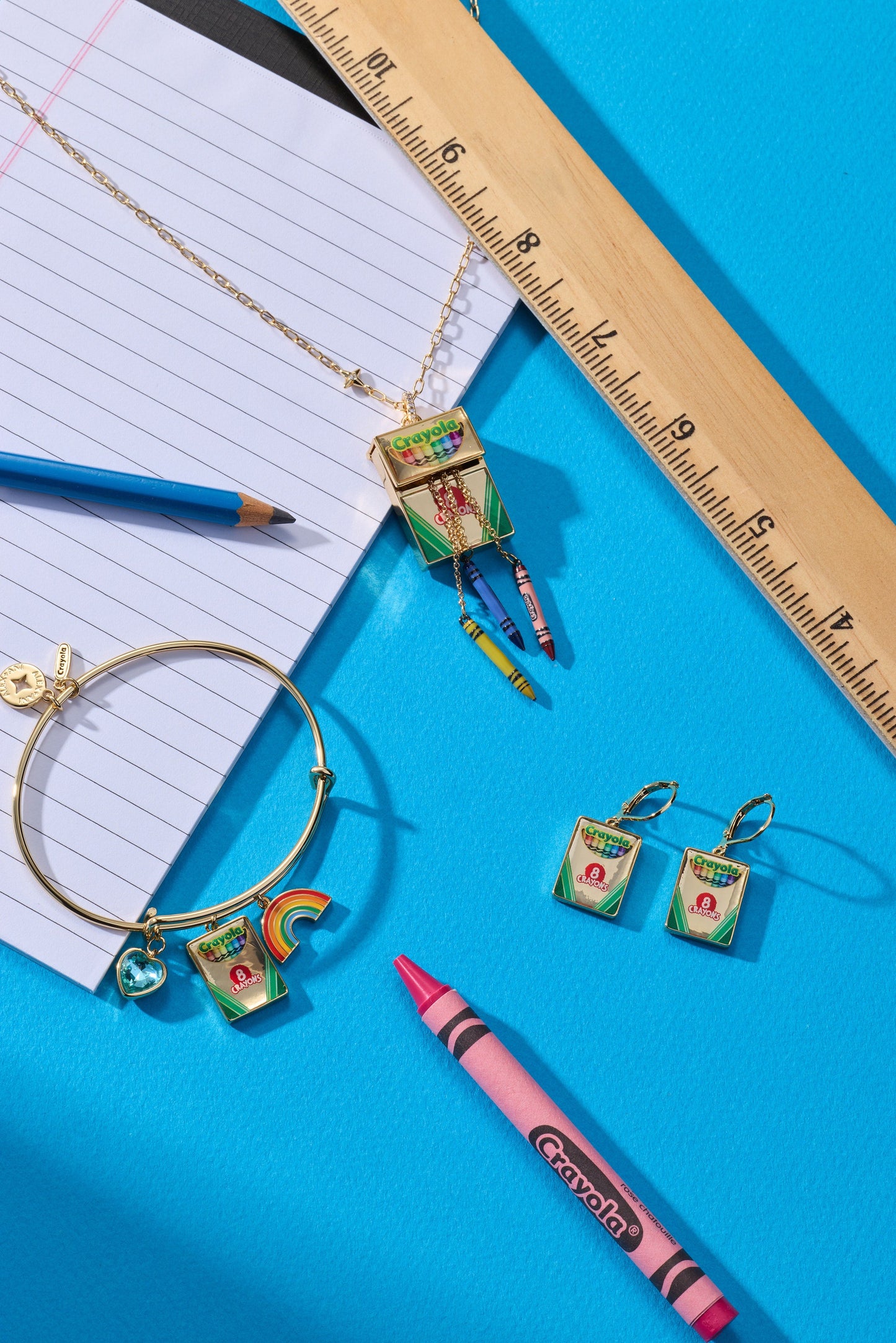 Crayola 'To Teach Is To Color A Life Forever' Multi-Charm Bangle – Gold