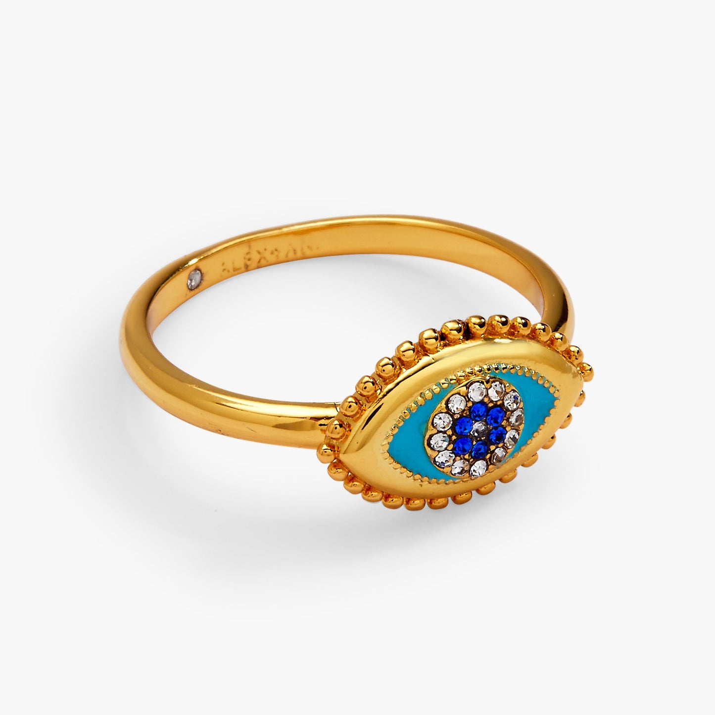 Healing Stone Evil Eye Ring | Sapphire Enamel Talisman Ring by ALEX AND ANI – Gold