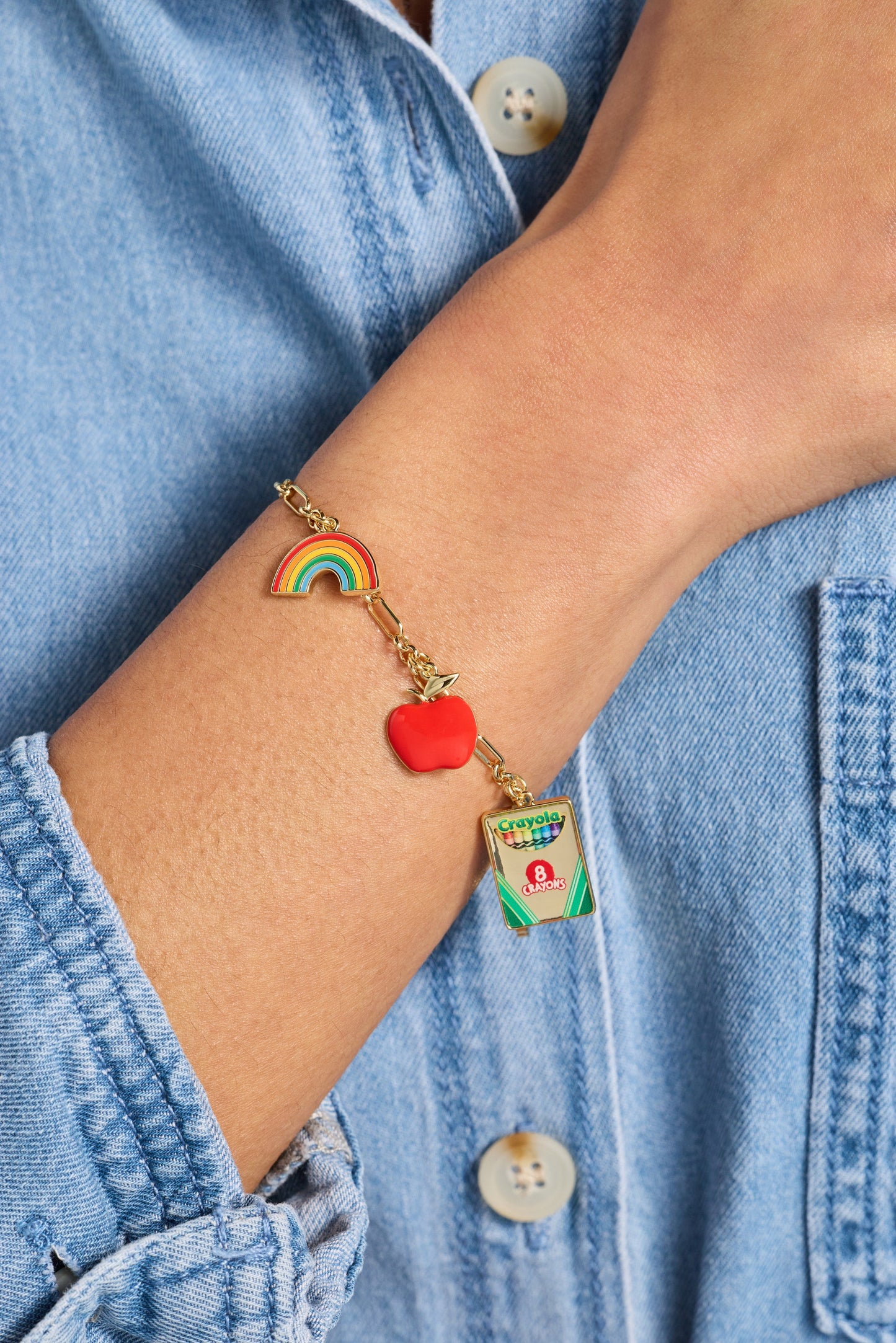 Crayola 'Teaching Is a Work of Heart' Toggle Charm Bracelet | Teacher Gift by ALEX AND ANI – Gold