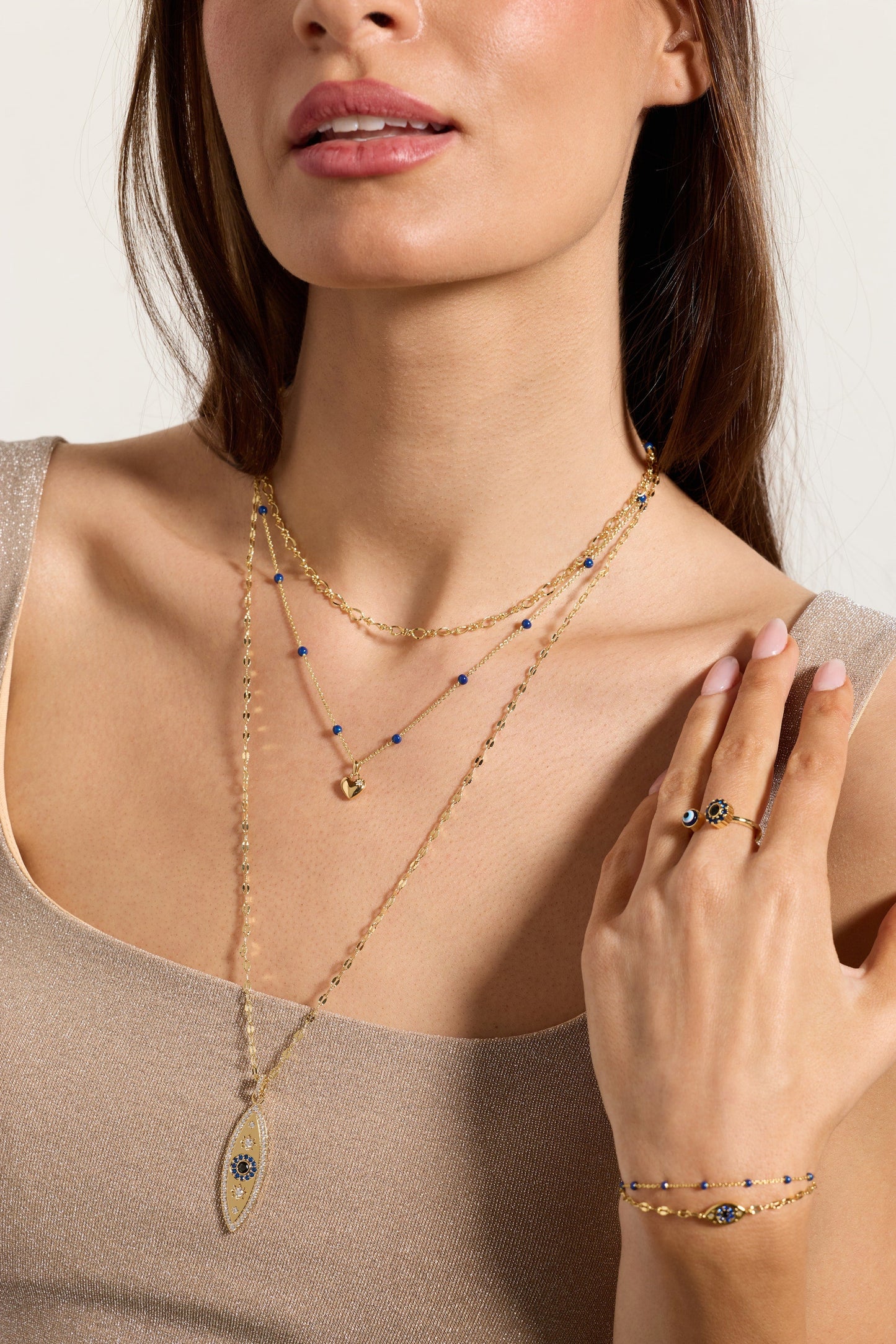 Festival Stranded™ Evil Eye Layered Necklace – Gold