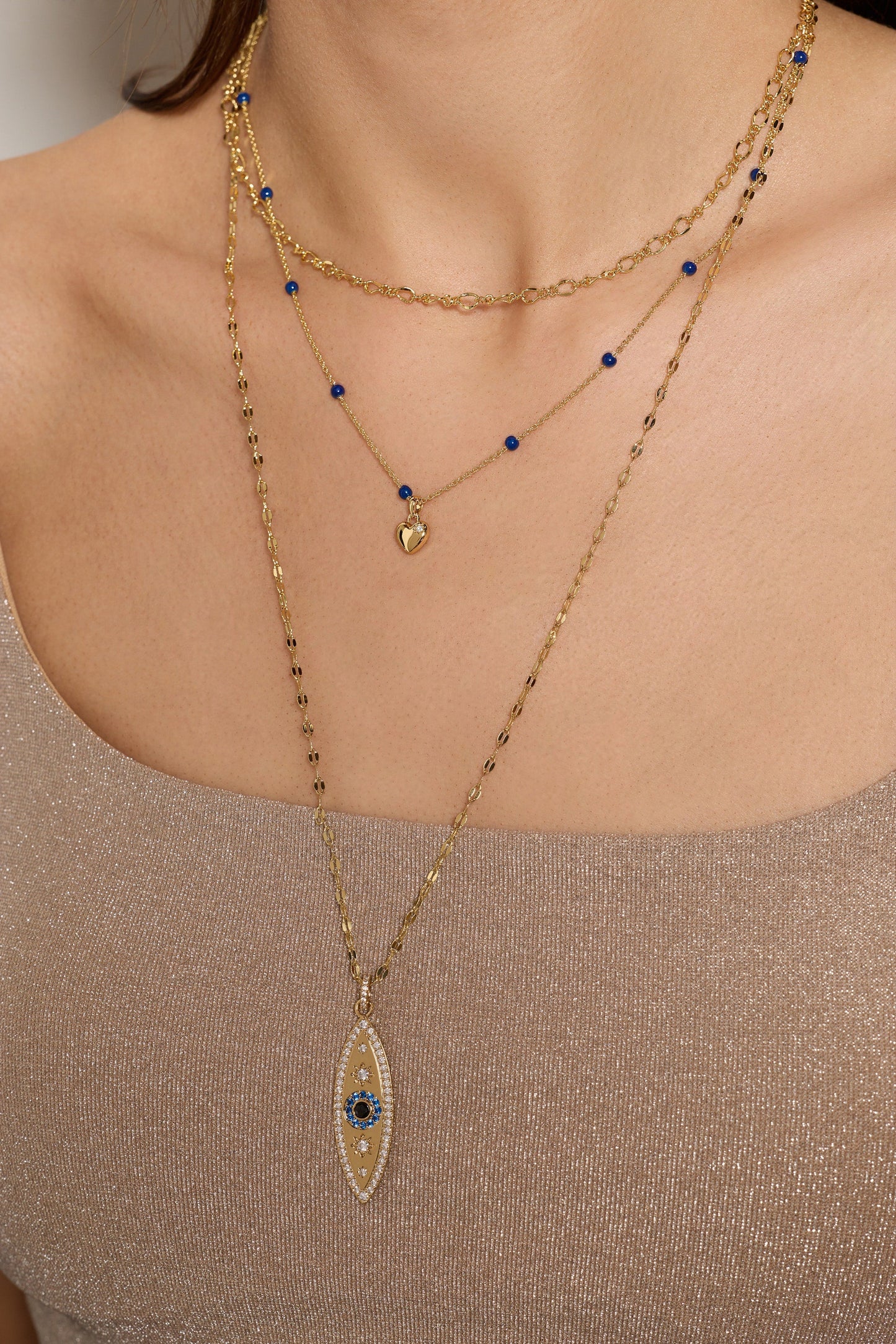 Festival Stranded™ Evil Eye Layered Necklace – Gold