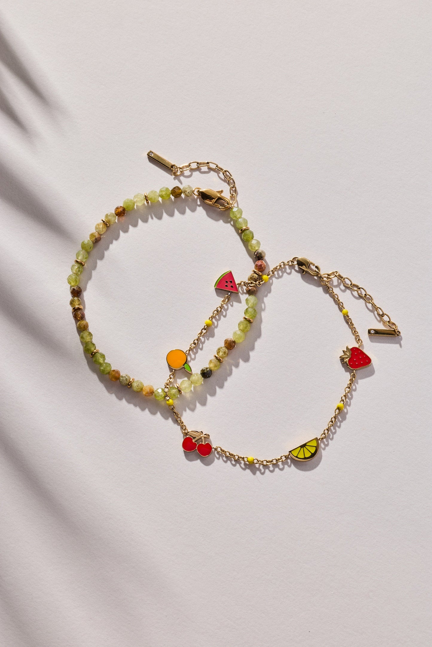 Green Ombré Beaded Anklet | Garnet & Peridot Semi-Precious Gemstone Anklet
