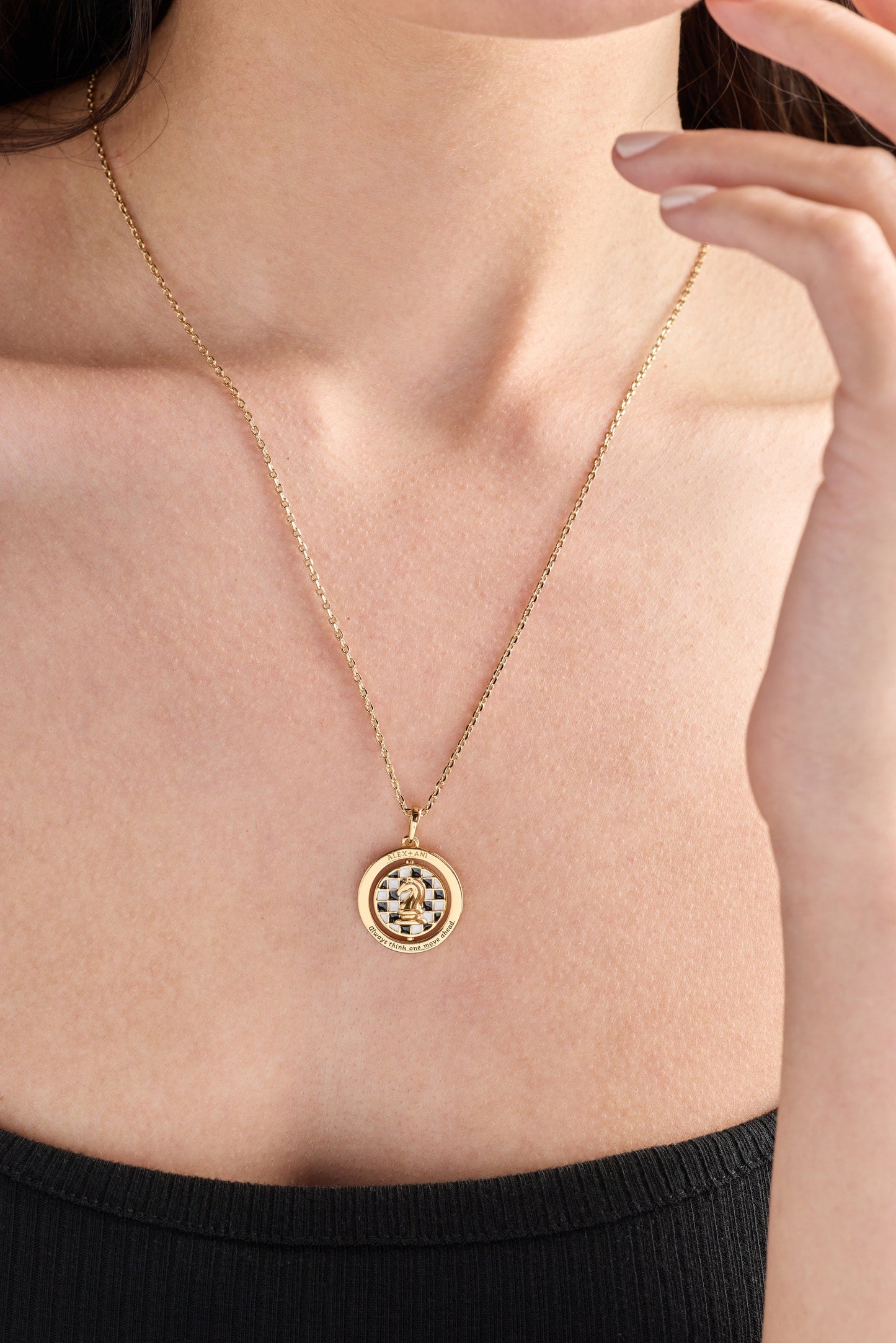 'Always Think One Move Ahead' Chess Spinner Pendant Necklace – Gold