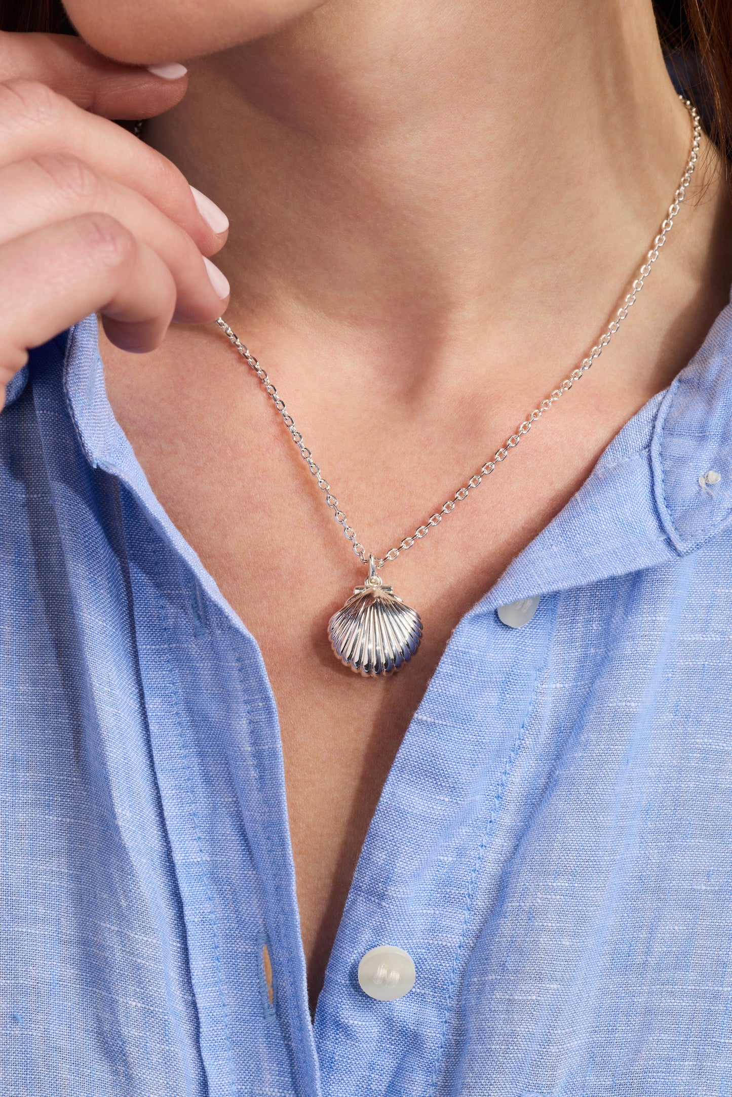 Salt + Sea Seashell Locket Pendant Necklace | Pearl & Hidden Message Locket by ALEX AND ANI – Silver