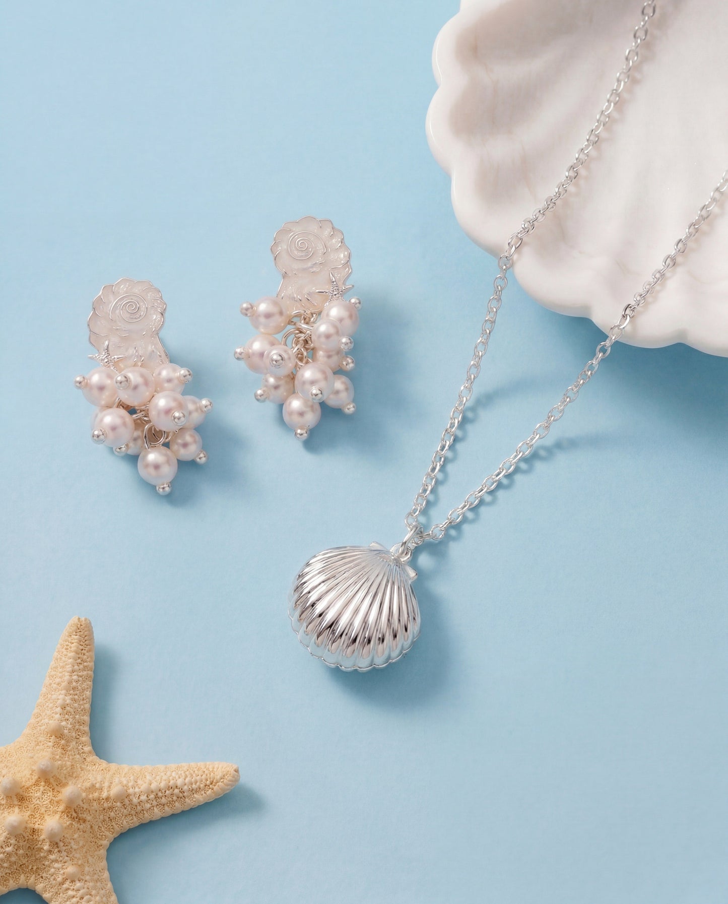 Salt + Sea Seashell Locket Pendant Necklace | Pearl & Hidden Message Locket by ALEX AND ANI – Silver