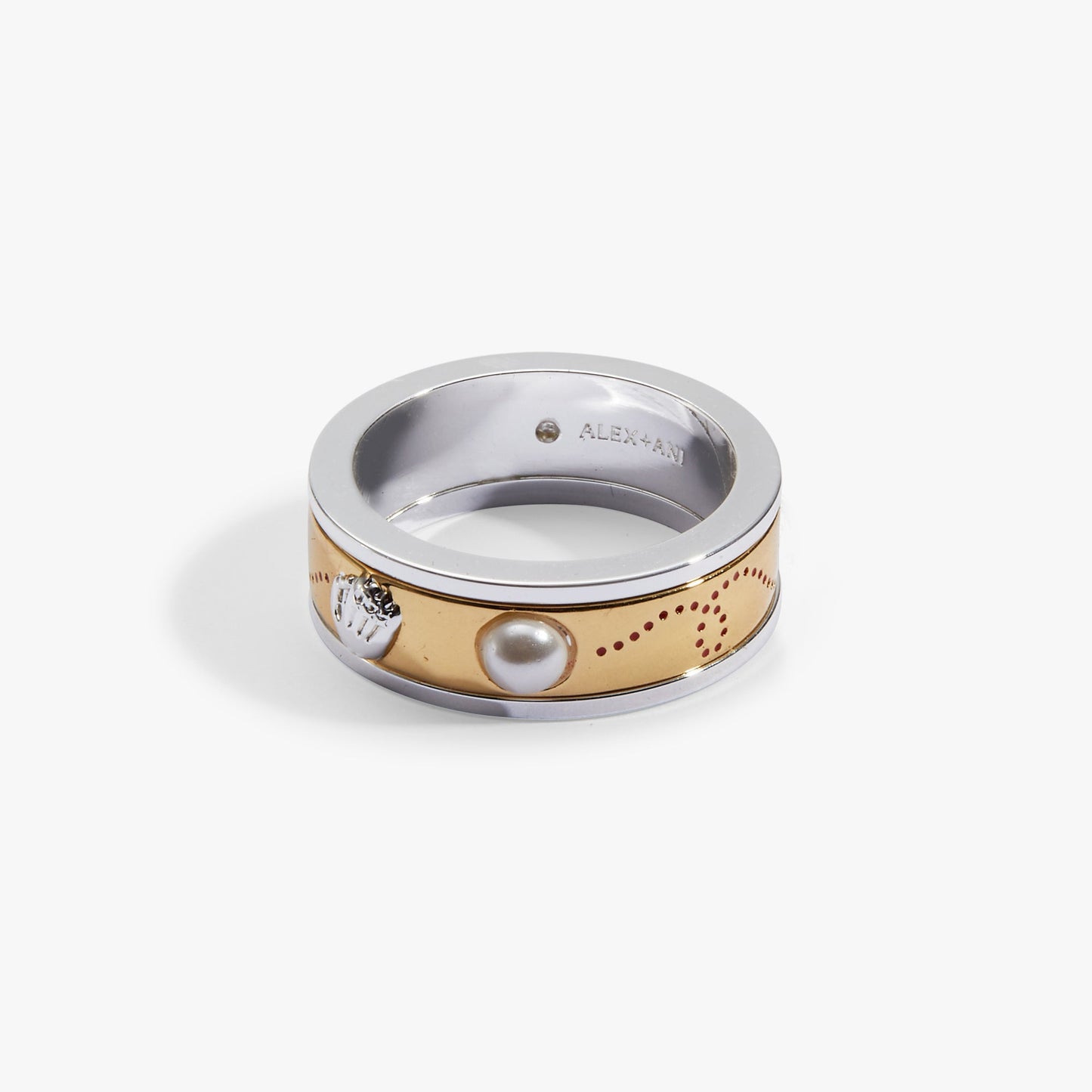 Baseball Fidget Spinner Ring | Two-Tone Gold & Silver with Pearl Baseball & Enamel Glove by ALEX AND ANI
