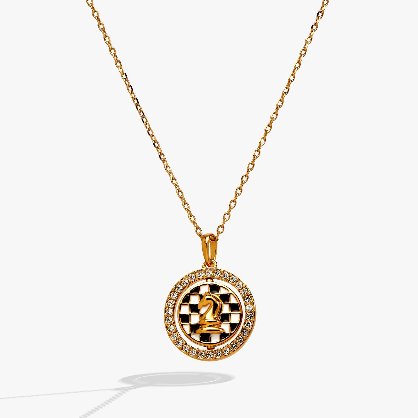 'Always Think One Move Ahead' Chess Spinner Pendant Necklace – Gold