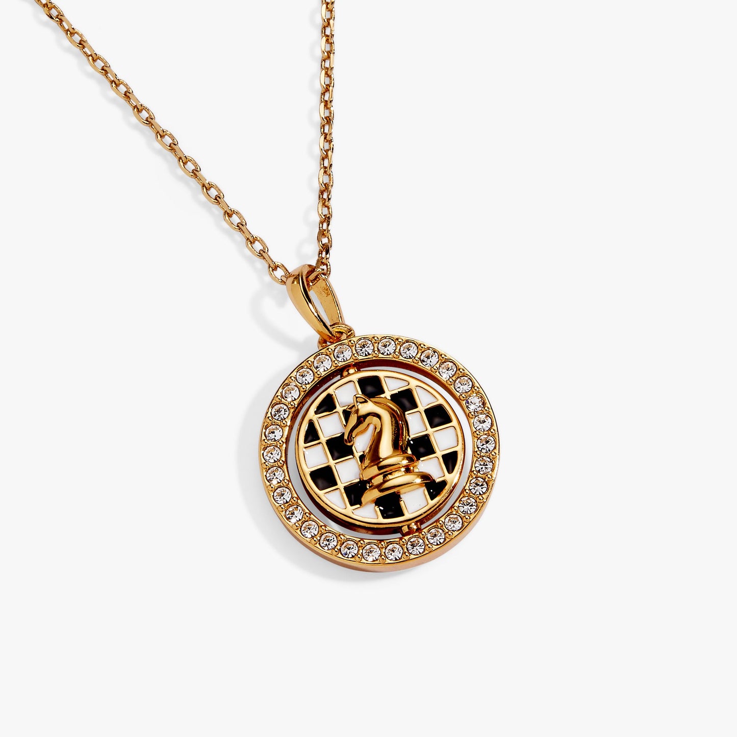 'Always Think One Move Ahead' Chess Spinner Pendant Necklace – Gold
