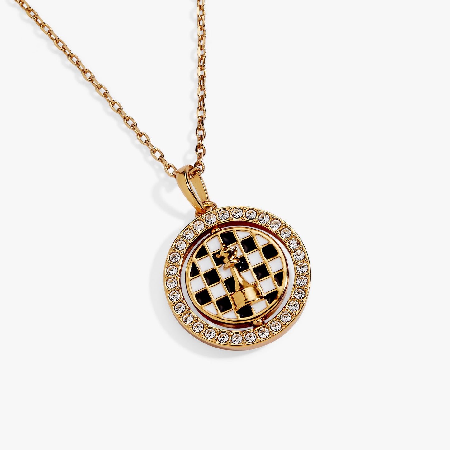 'Always Think One Move Ahead' Chess Spinner Pendant Necklace – Gold