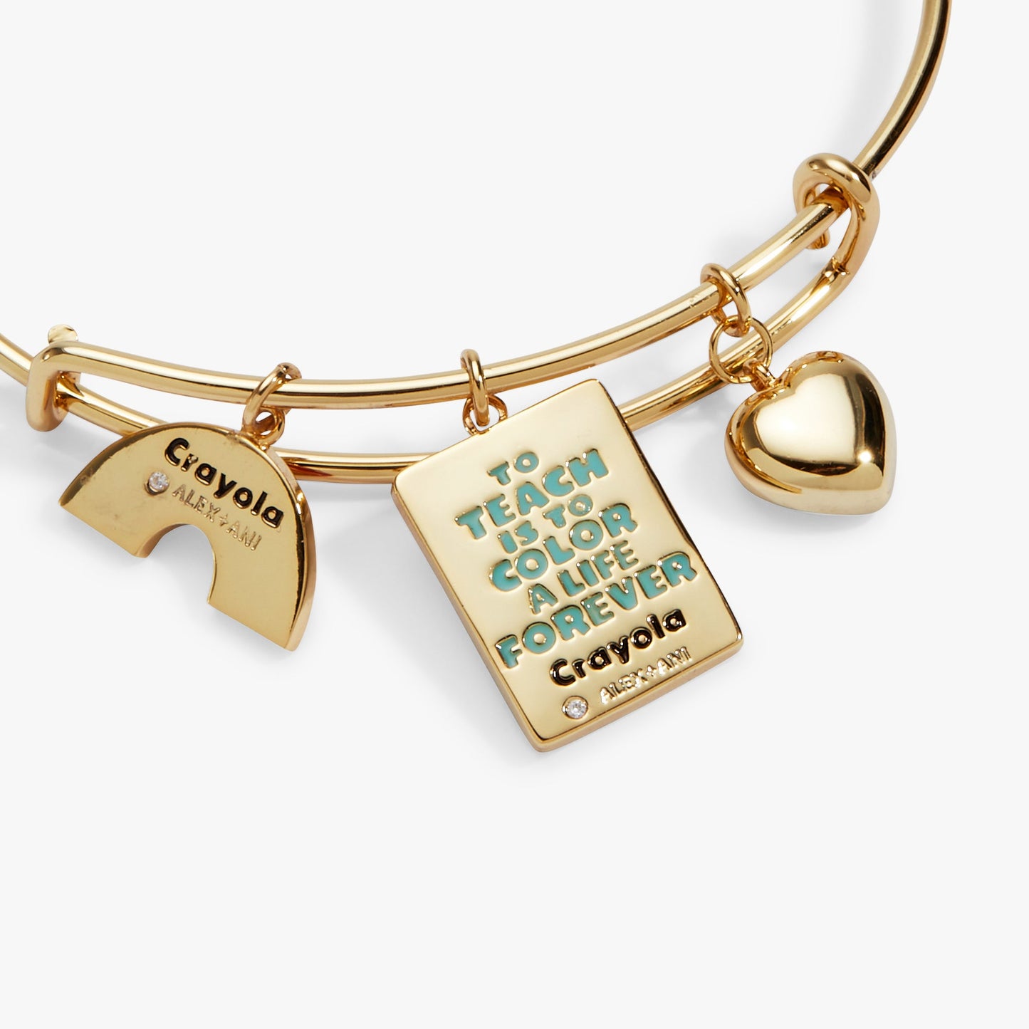 Crayola 'To Teach Is To Color A Life Forever' Multi-Charm Bangle – Gold