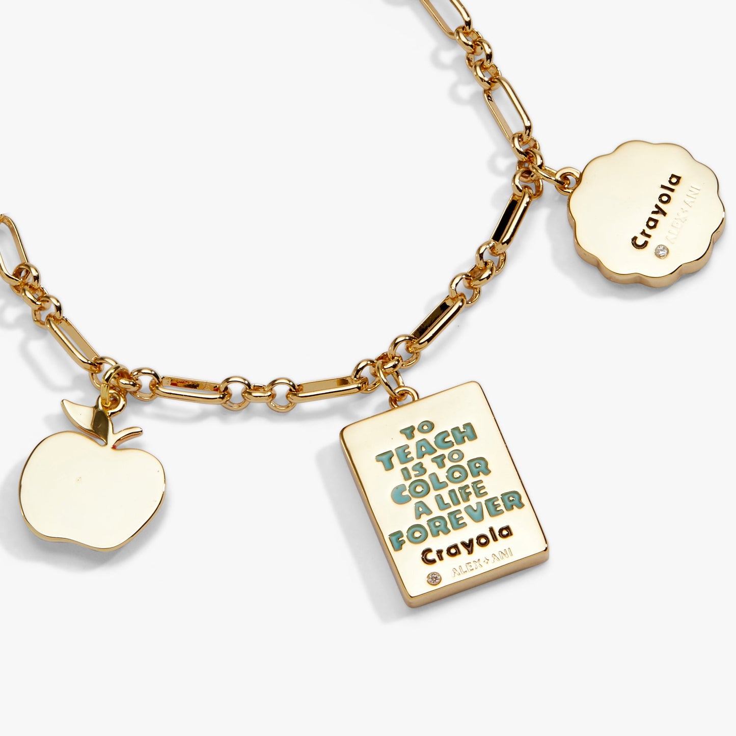Crayola 'Teaching Is a Work of Heart' Toggle Charm Bracelet | Teacher Gift by ALEX AND ANI – Gold