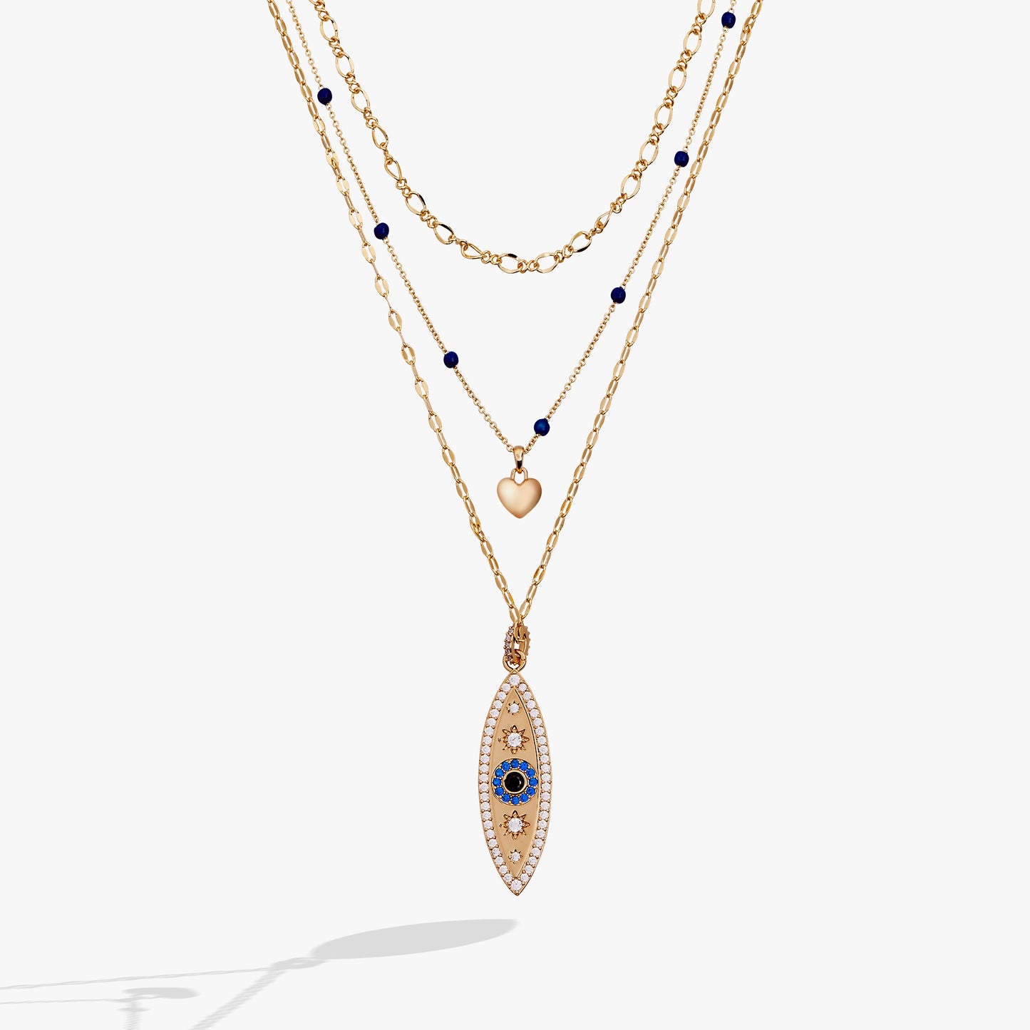 Festival Stranded™ Evil Eye Layered Necklace – Gold