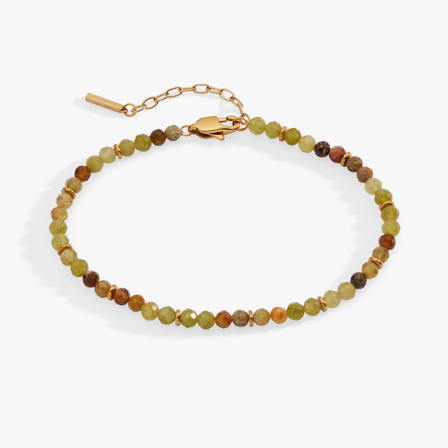 Green Ombré Beaded Anklet | Garnet & Peridot Semi-Precious Gemstone Anklet