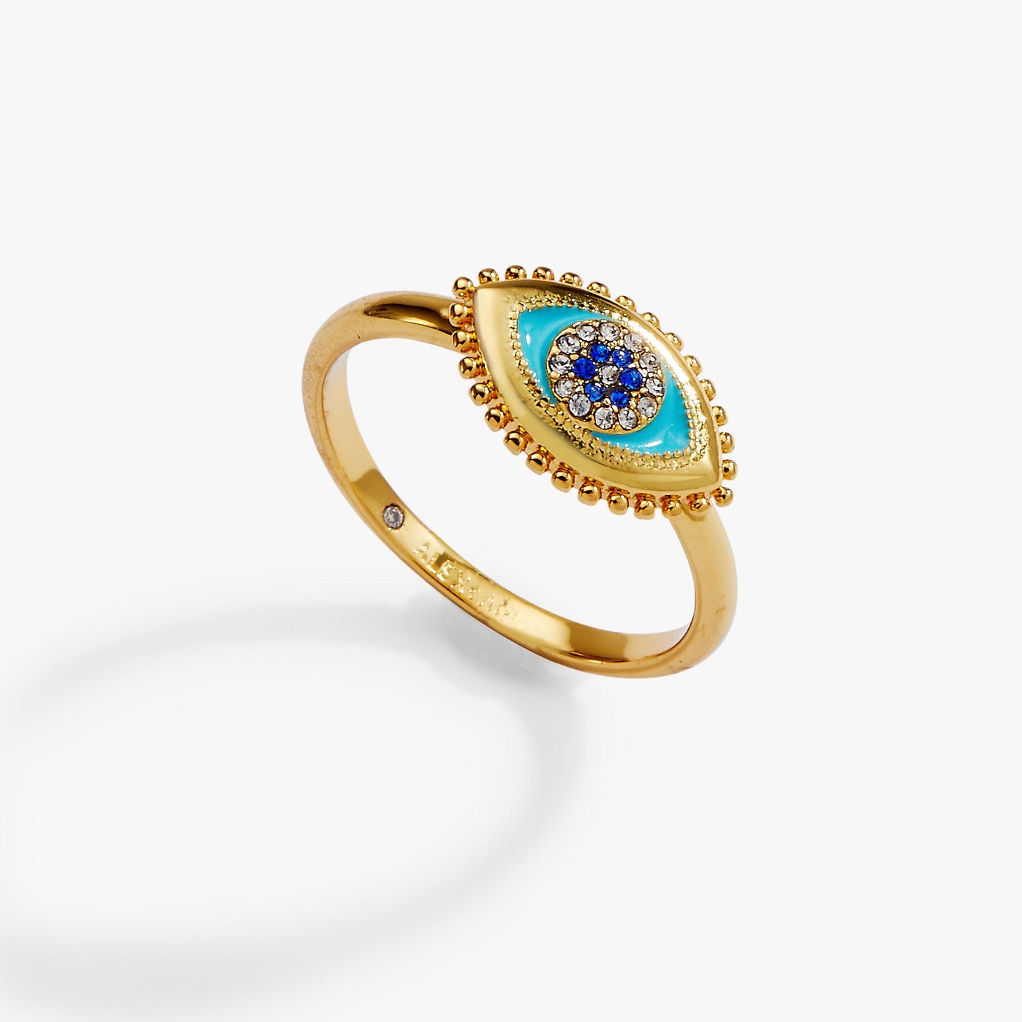 Healing Stone Evil Eye Ring | Sapphire Enamel Talisman Ring by ALEX AND ANI – Gold