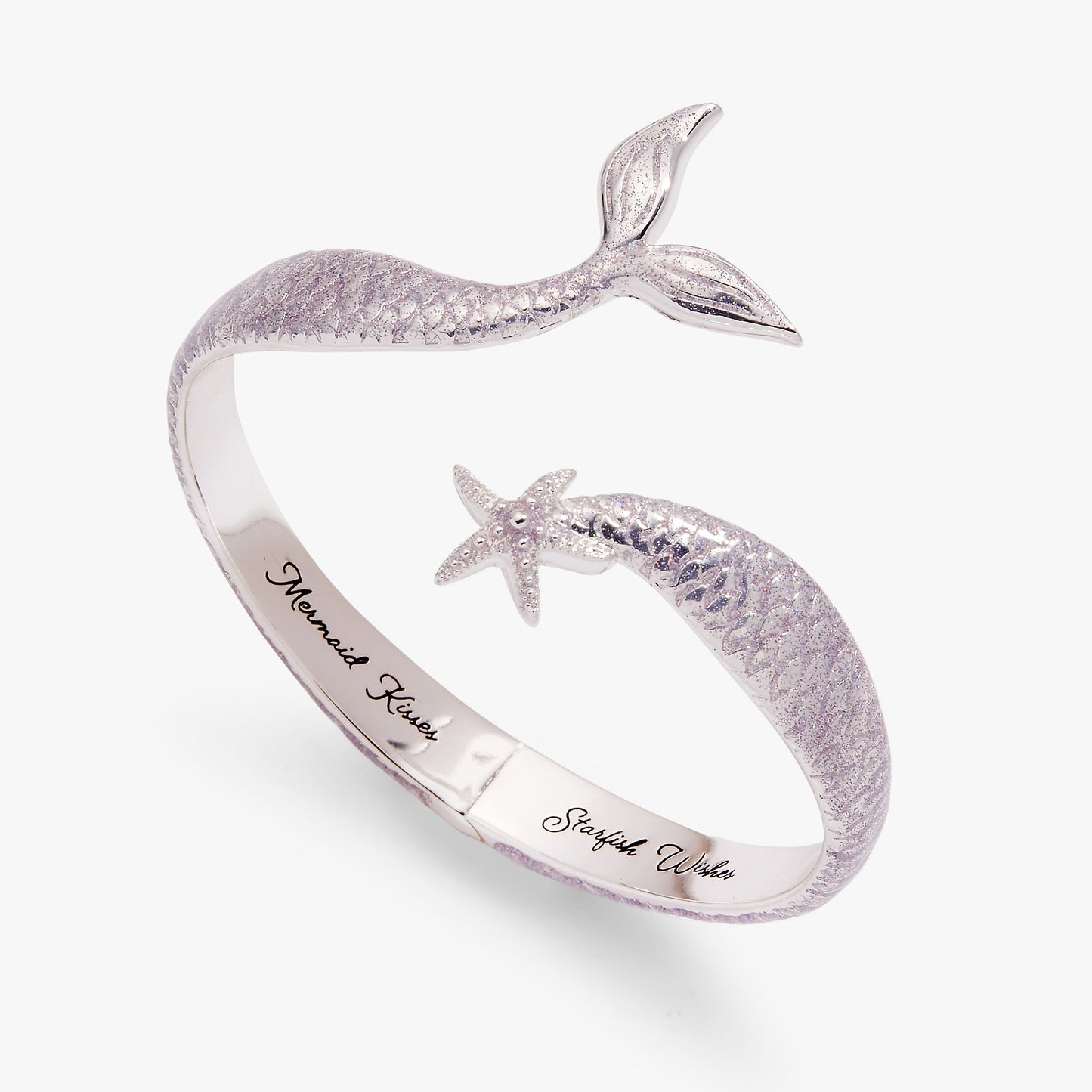 Salt + Sea 'Mermaid Kisses, Starfish Wishes' Hinge Cuff Bracelet | Iridescent Enamel & Starfish by ALEX AND ANI – Silver