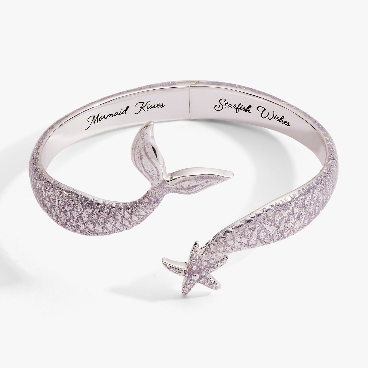 Salt + Sea 'Mermaid Kisses, Starfish Wishes' Hinge Cuff Bracelet | Iridescent Enamel & Starfish by ALEX AND ANI – Silver