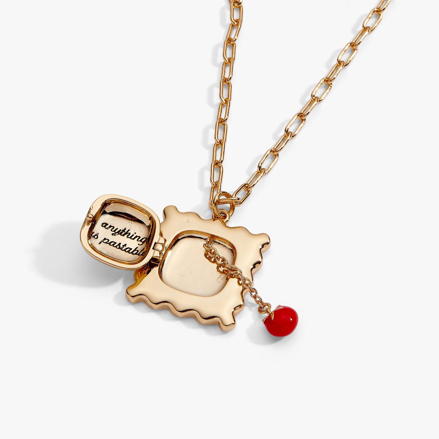 Pasta Girl 'Anything Is Pastable' Ravioli Locket Necklace – Gold