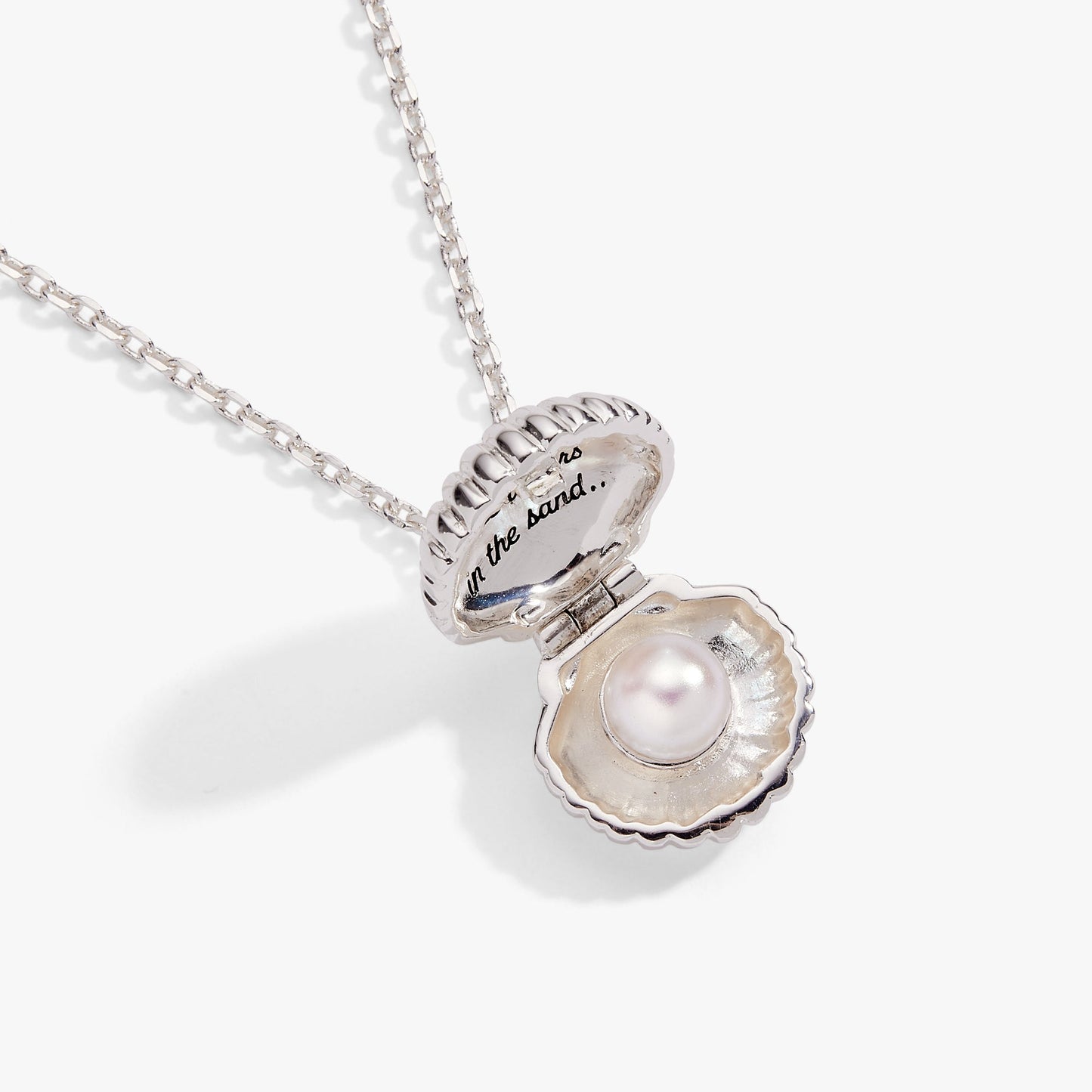 Salt + Sea Seashell Locket Pendant Necklace | Pearl & Hidden Message Locket by ALEX AND ANI – Silver