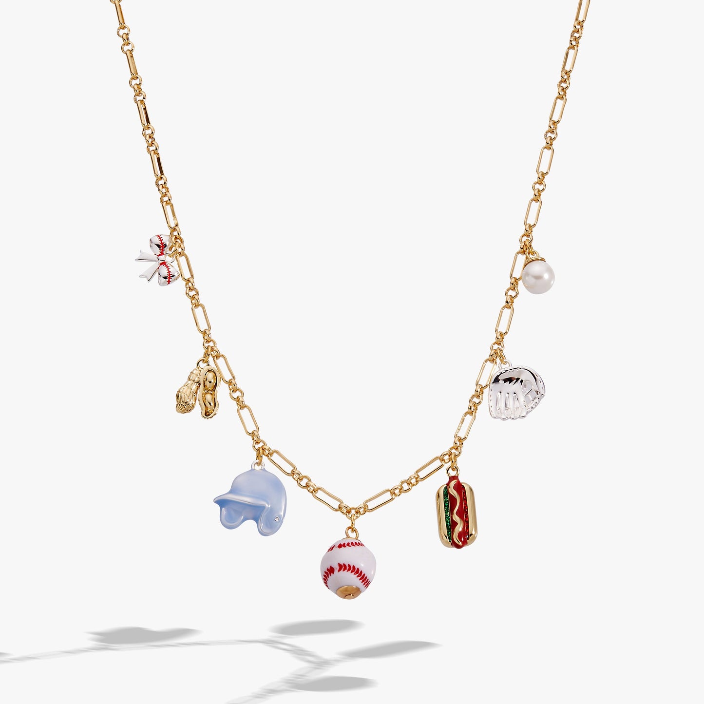 'Take Me Out to the Ballgame' Baseball Multi-Charm Necklace – Two Tone
