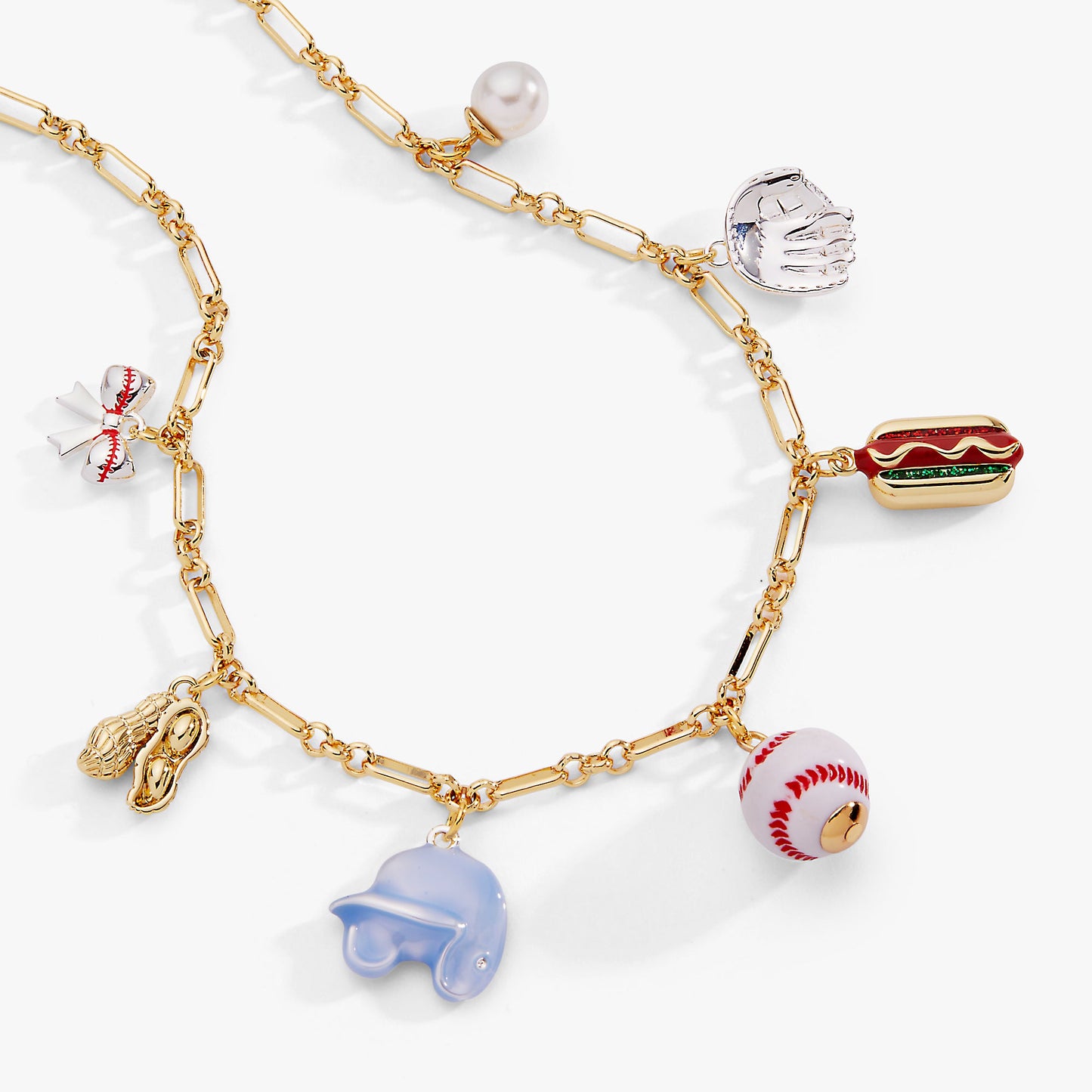 'Take Me Out to the Ballgame' Baseball Multi-Charm Necklace – Two Tone