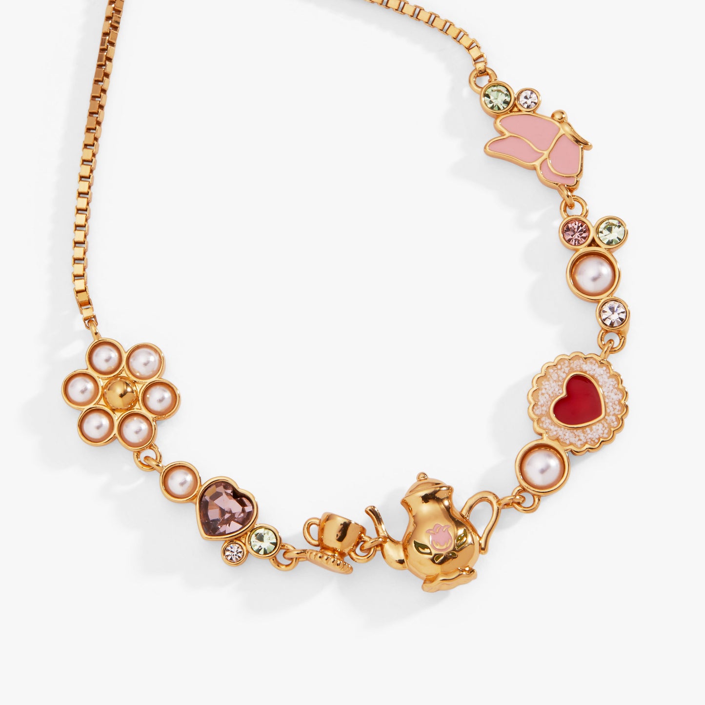 Tea Party Bolo Bracelet | Adjustable Charm Bracelet with Daisy, Teacup & Butterfly by ALEX AND ANI – Gold